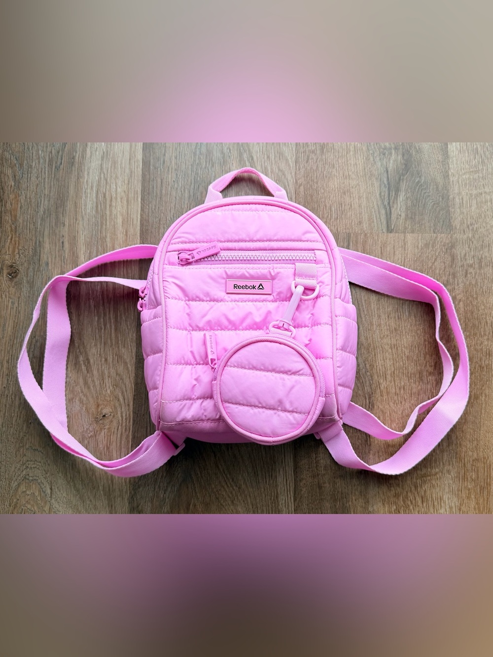 REEBOK | Mini Backpack | Puffer Bag | Removable Wallet | Pink